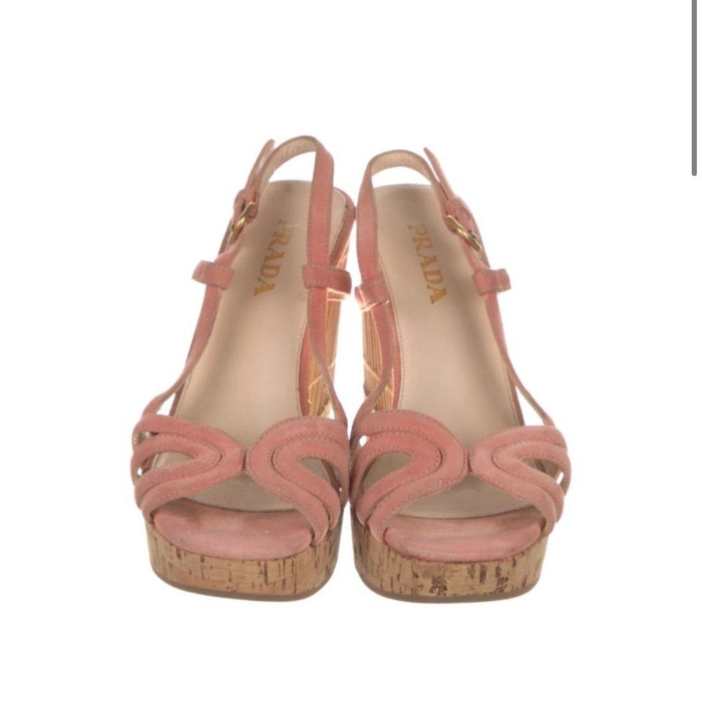 PRADA Sz 6 Bamboo Cork Wedges - Picture 3 of 10